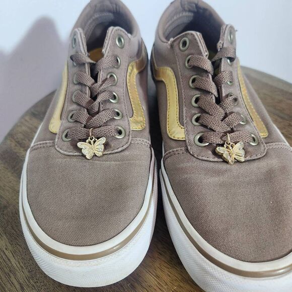 Vans Brown Women's Sneakers Size 8 Women's Vans with Butterfly Charm - Picture 3 of 10